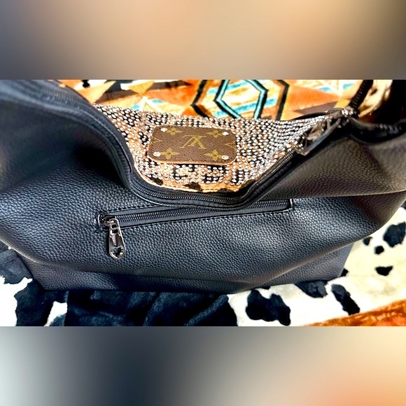 NWT Sandra Ling Leopard Bling Upcycled Hobo Bag - Picture 15 of 16